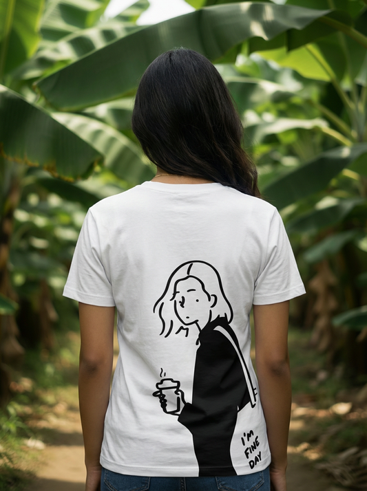 Calm Coffee Graphic White Tee for Her | Fadrita Wear