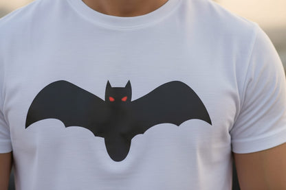 Shadow Bat Graphic White Tee for Him| Fadrita Wear