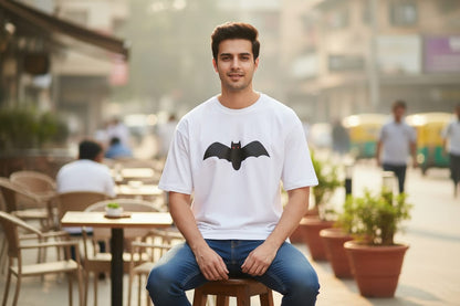 Shadow Bat Graphic White Tee for Him| Fadrita Wear