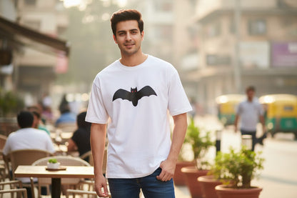 Shadow Bat Graphic White Tee for Him| Fadrita Wear