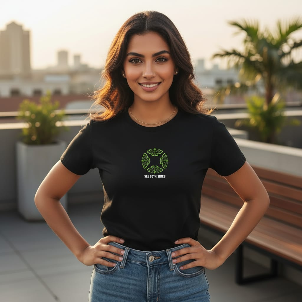 Perspective Graphic Black Tee for Her| Fadrita Wear