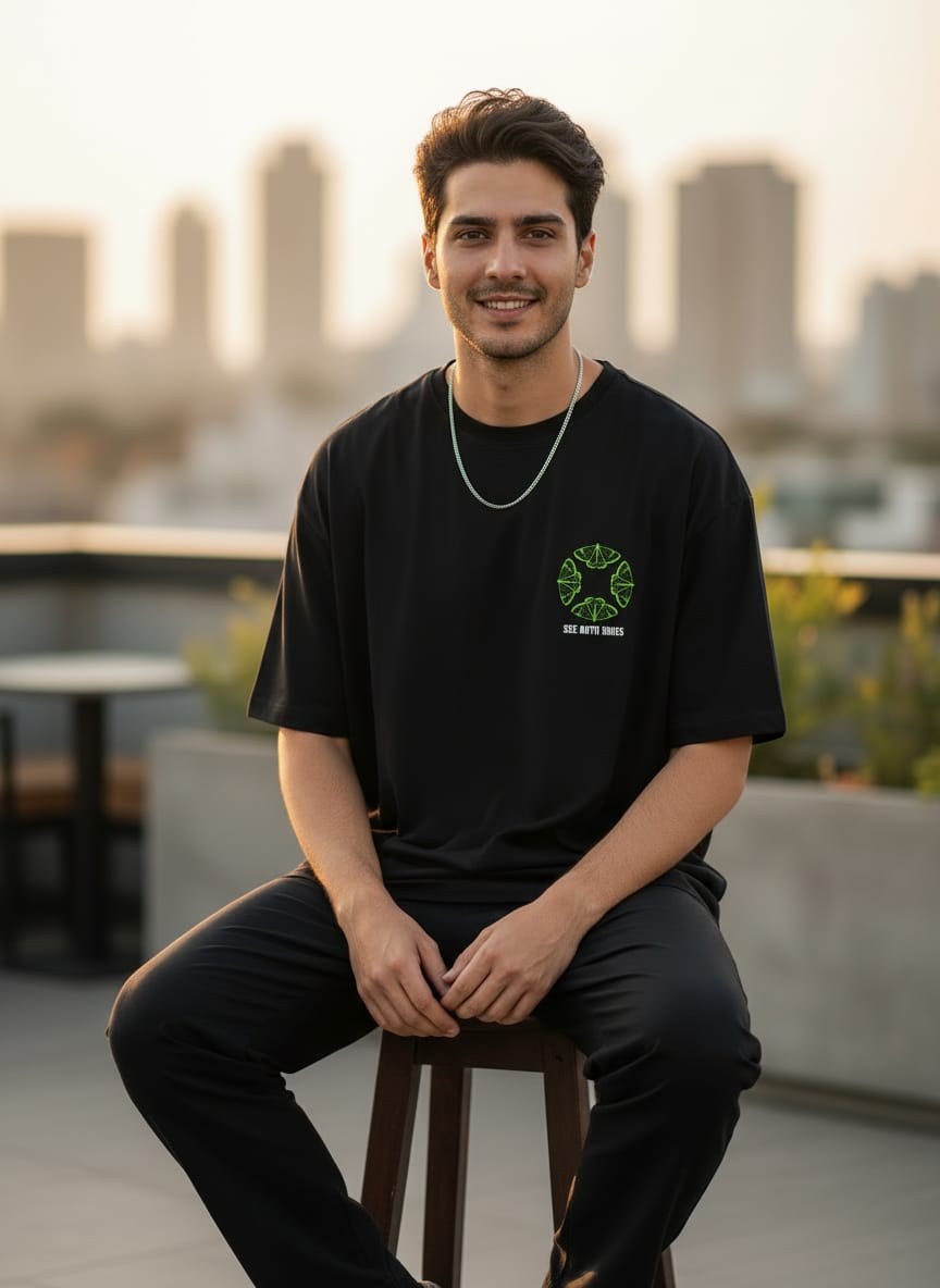 Perspective Graphic Black Tee for Him | Fadrita Wear